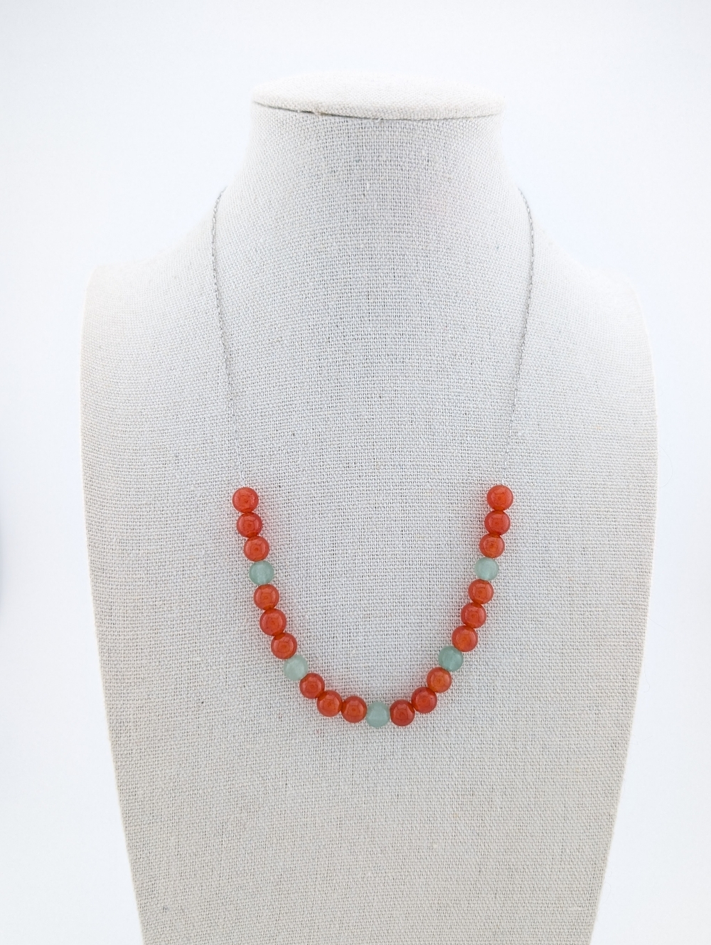 Floating Carnelian & Adventurine Gemstone Necklace